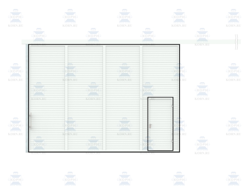 КОРН ВОП-КР-100 Откатные подвесные ворота КОРН ангарные, толщина полотна 100 мм, серия ВО и ВОК