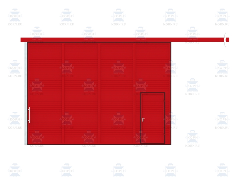 КОРН ВОП-КР-50 Откатные подвесные ворота КОРН ангарные, толщина полотна 50 мм, серия ВО и ВОК